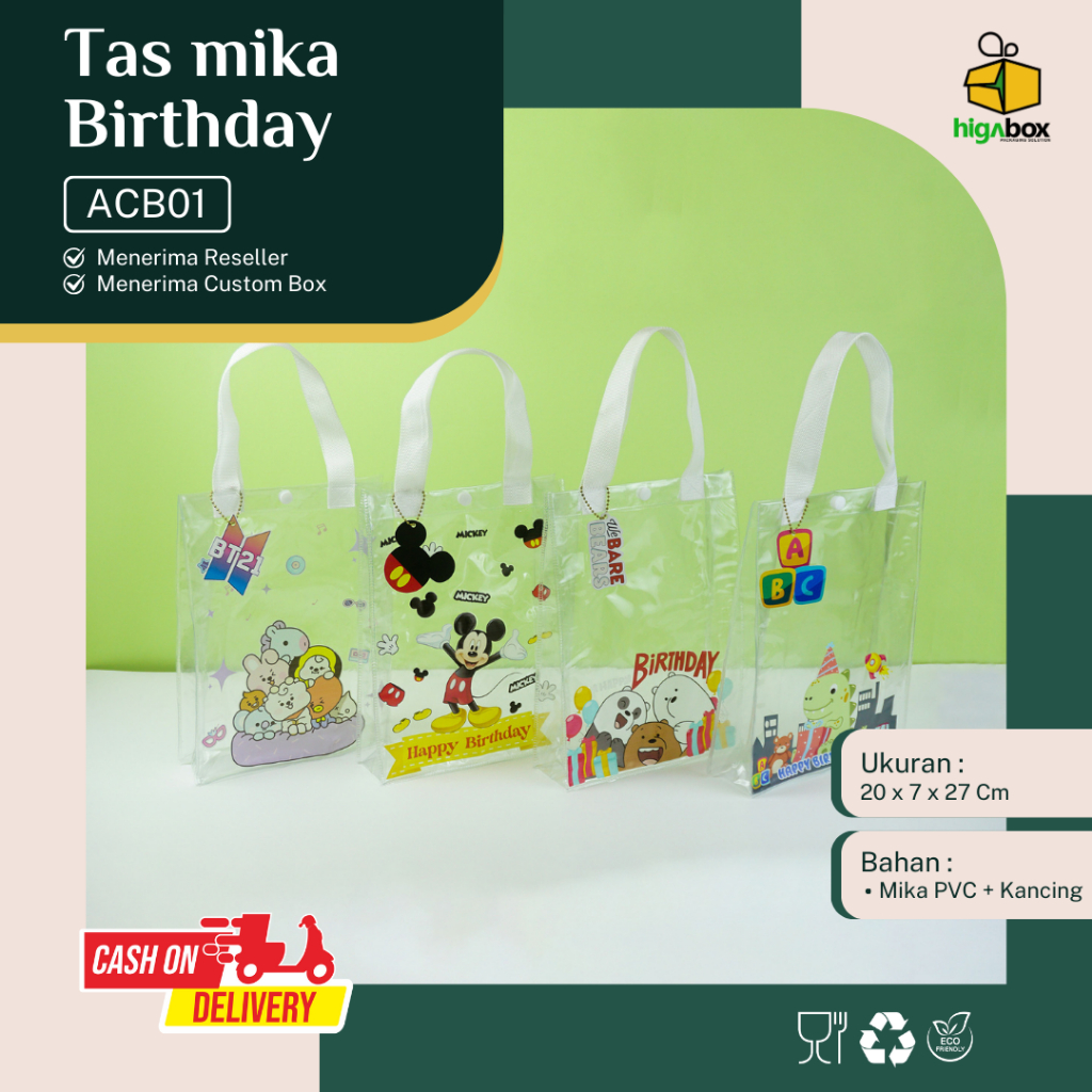 

Tas Mika PVC / Tas Mika PVC Transparan / Tas Bening / Tas Transparan motif / Tas Hampers / Goodiebag Transparan / Goodiebag Bening I ACB01