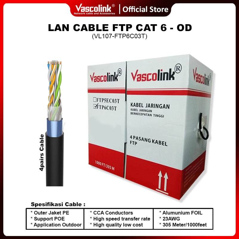 Kabel LAN FTP Cat 6 Vascolink / Kabel DATA Cat 6 vascolink