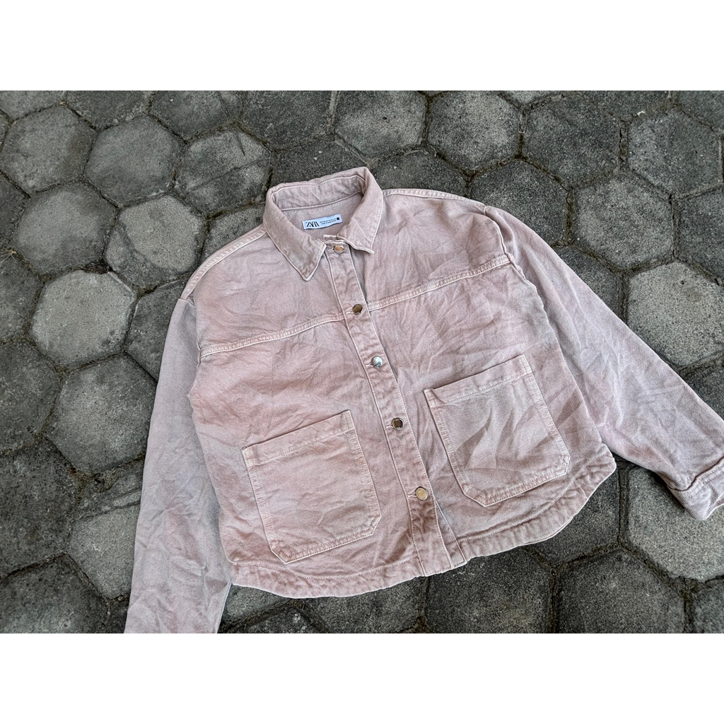 Jaket Denim / Jeans Lengan Panjang Trucker Jacket Full Brand Murah Second Thrift Preloved Zara size 