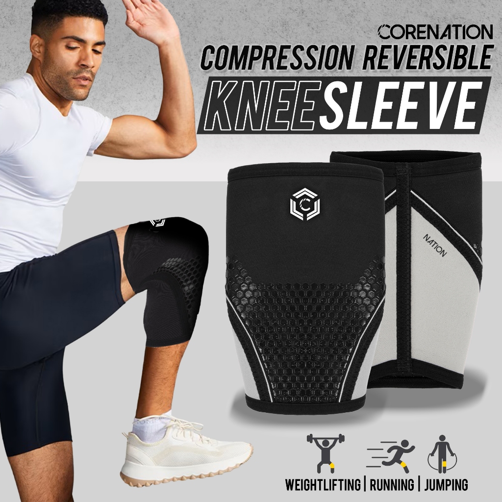 CoreNation Premium Knee Sleeves Powerlifting Fitness Sleeve Wrap Gym 7mm | Deker Pelindung Lutut | K