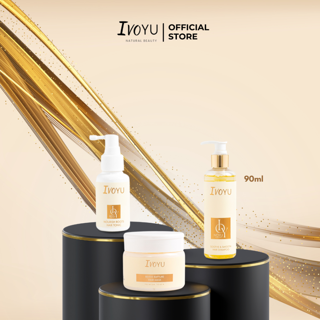 Ivoyu - Shoote & Smooth Hair Shampoo 90ml + Ivoyu - Roots Hair Tonic 60ml +Ivoyu - Revive Rapture Ha
