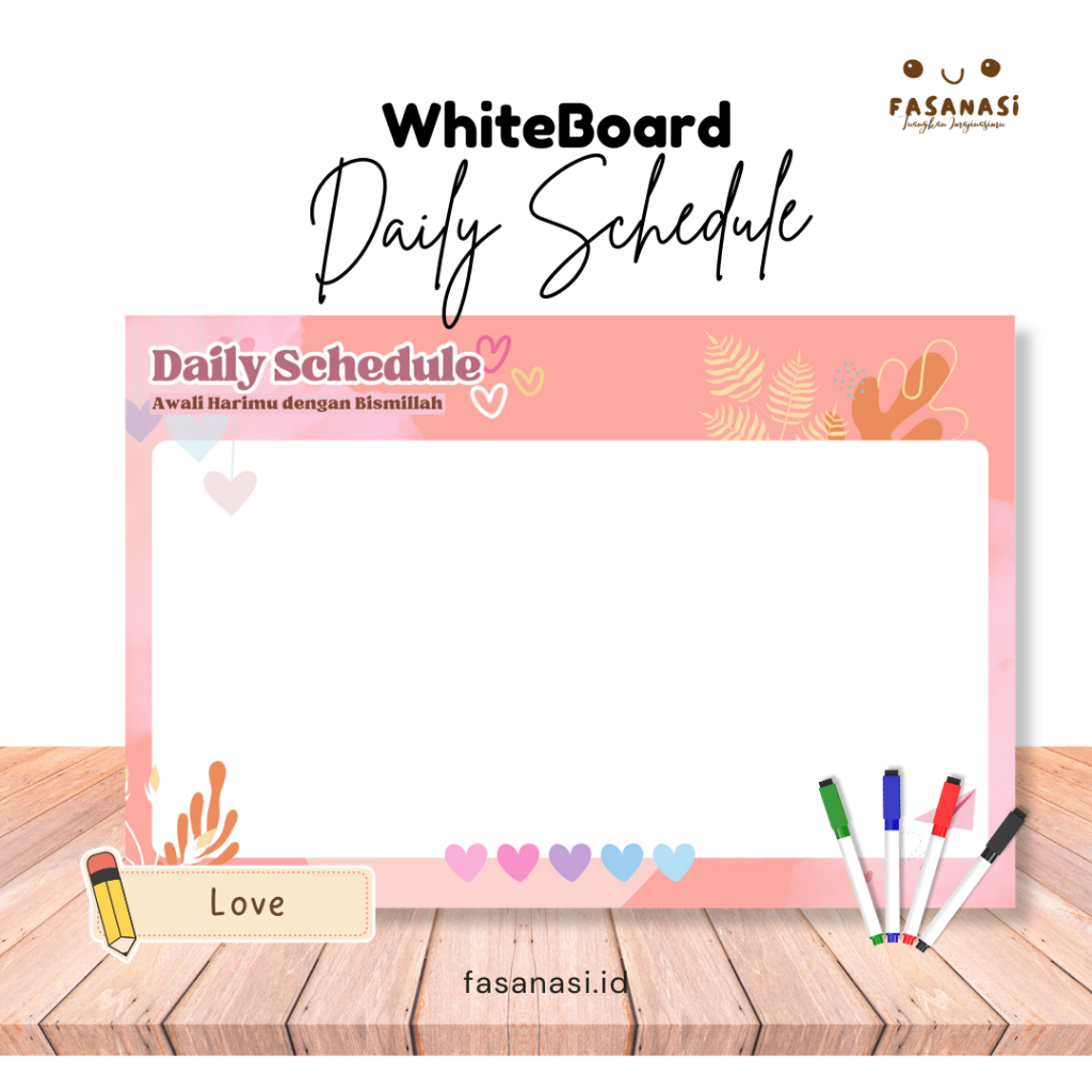 

Daily Schedule [ Love] Whiteboard Art Carton A3+ Papan Tulis Lucu unik Free Spidol