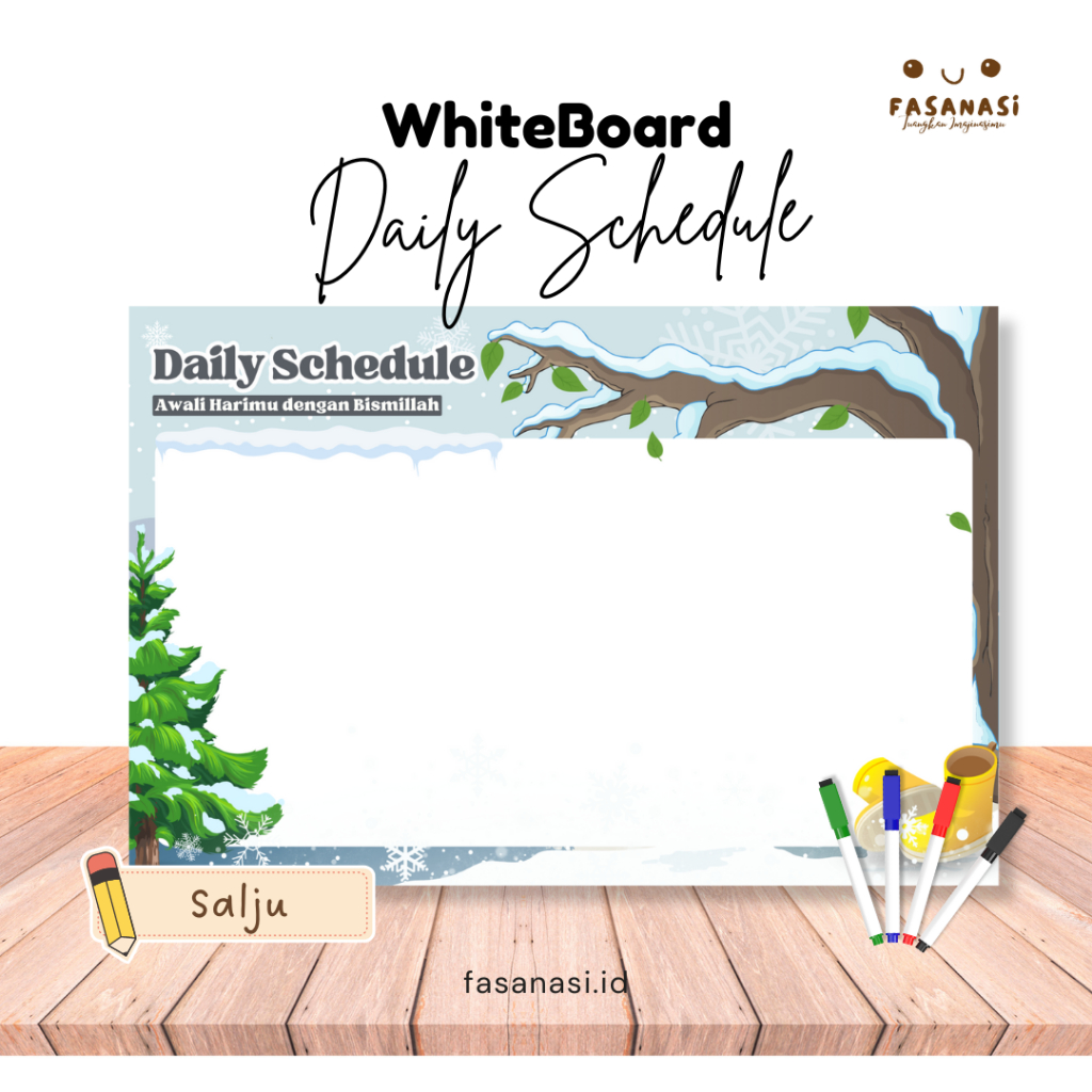 

Daily Schedule [ Salju] Whiteboard Art Cartoon A3+ Papan Tulis Free Spidol