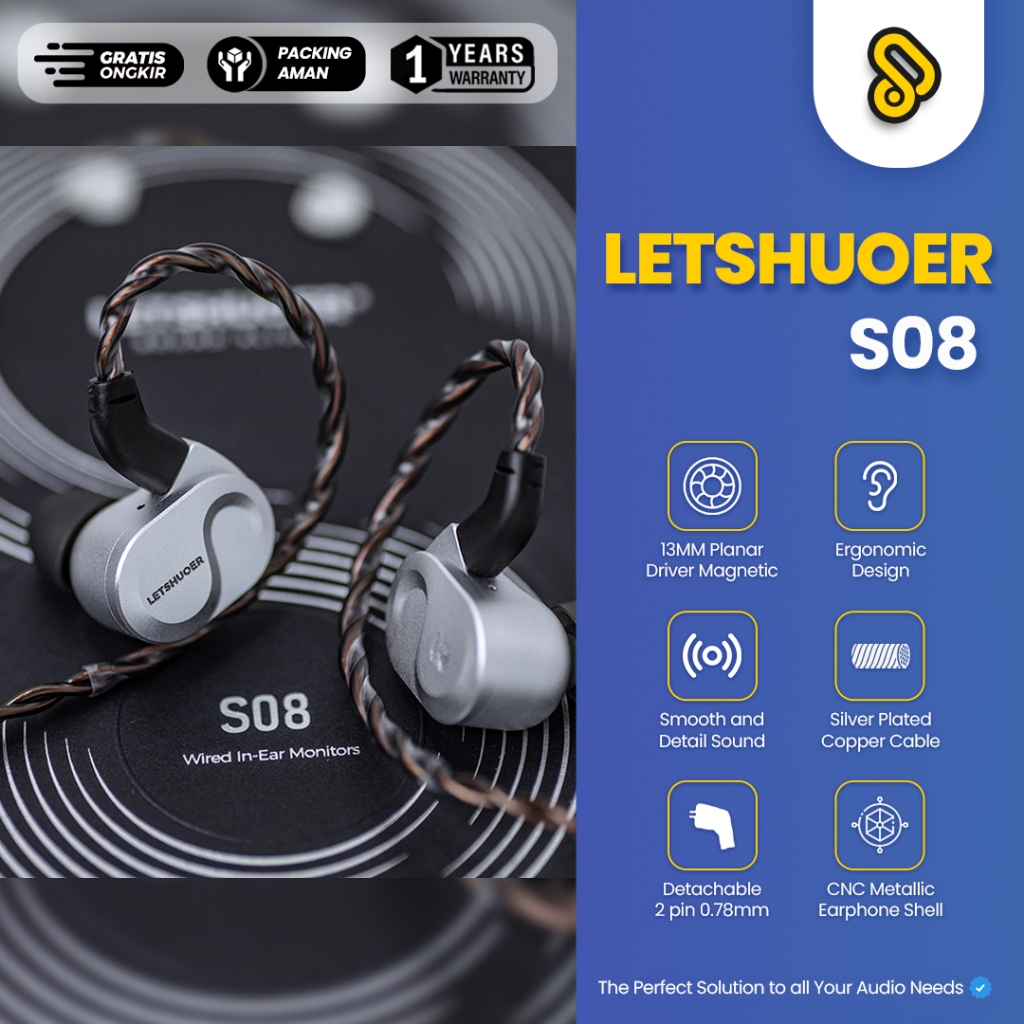 Letshuoer / Shuoer S08 13mm Planar Magnetic In Ear Monitor Earphone