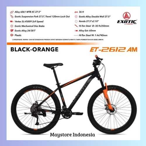 SEPEDA GUNUNG EXOTIC 2612 AM MTB 27,5 INCH MOUNTAIN BIKE SEPEDA GUNUNG PACIFIC,SEPEDA READY SIAP KIR