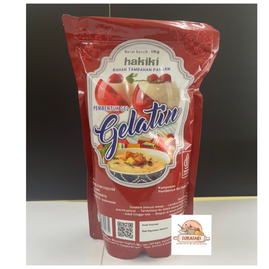 

Hakiki Gelatin powder bubuk 1kg pouch Gelatine halal