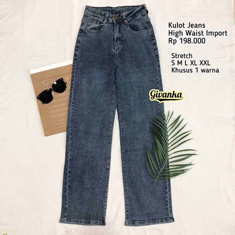 KULOT JEANS HIGHWAIST IMPORT BAHAN STRETCH HALUS// KULOT HIGHWAIST IMPORT PANJANG KHUSUS 1 WARNA // 