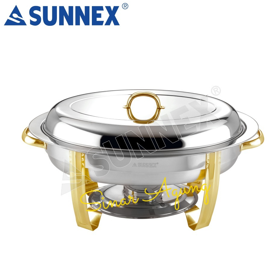 PEMANAS SUNNEX CHAFING DISH OVAL EMAS 5.5 LTR