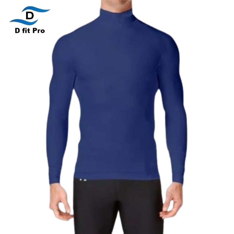 Manset lengan panjang leher tinggi polos/manset olahraga pria/baselayer pria/polos leher tinggi