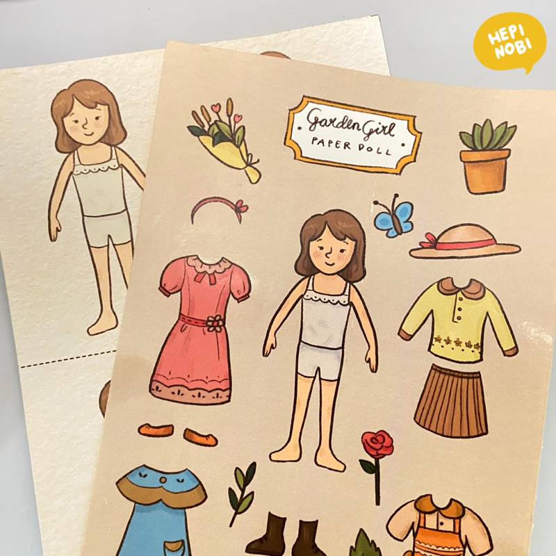 

HepiNobi - Paper doll stiker lucu tema garden girl boneka kertas