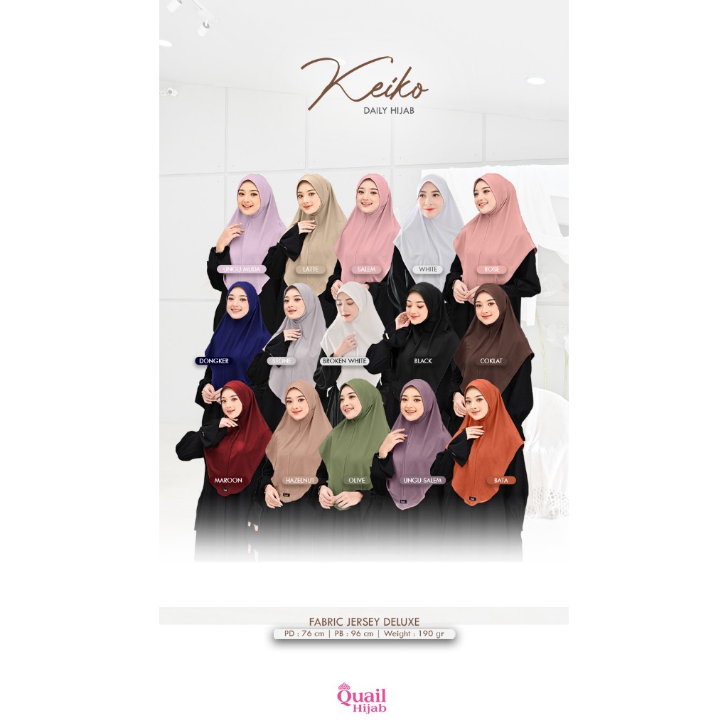 KEIKO Bergo tutup dagu Quail Hijab