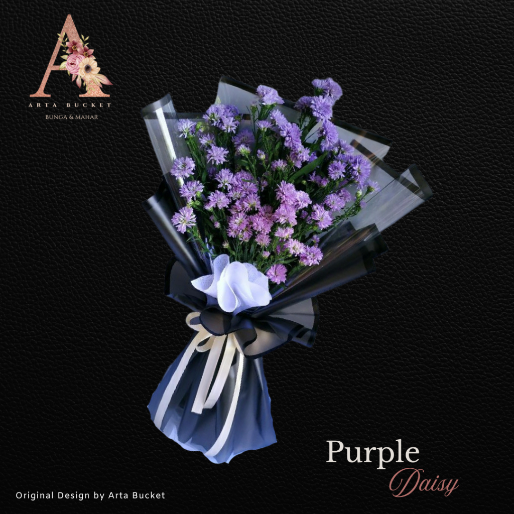 Bucket Bouquet Buket Bouket Kado Hadiah Gift Give Bunga Daisy Warna Ungu Untuk Wisuda Cewek Cewe Cow