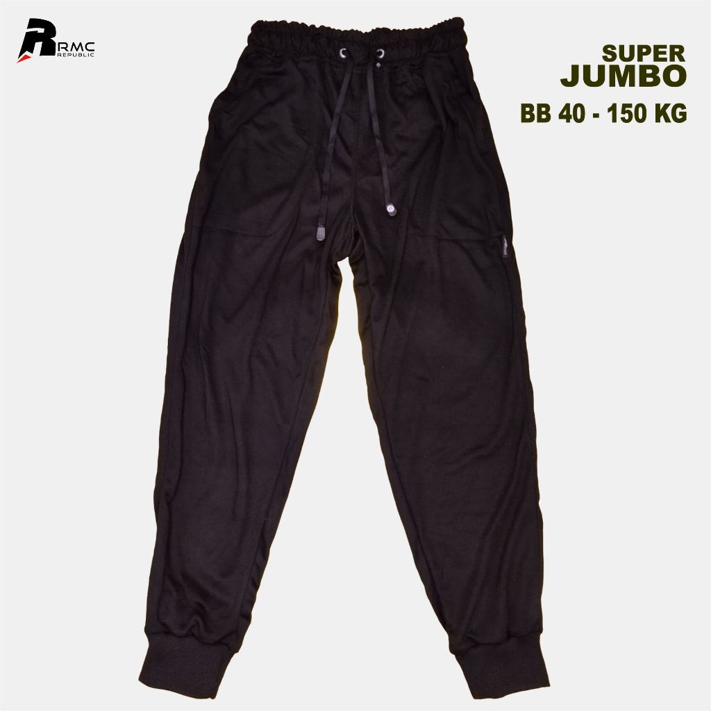 RMC Republic - Celana Jogger Panjang Big Size Dewasa Polos Hitam Pria Wanita