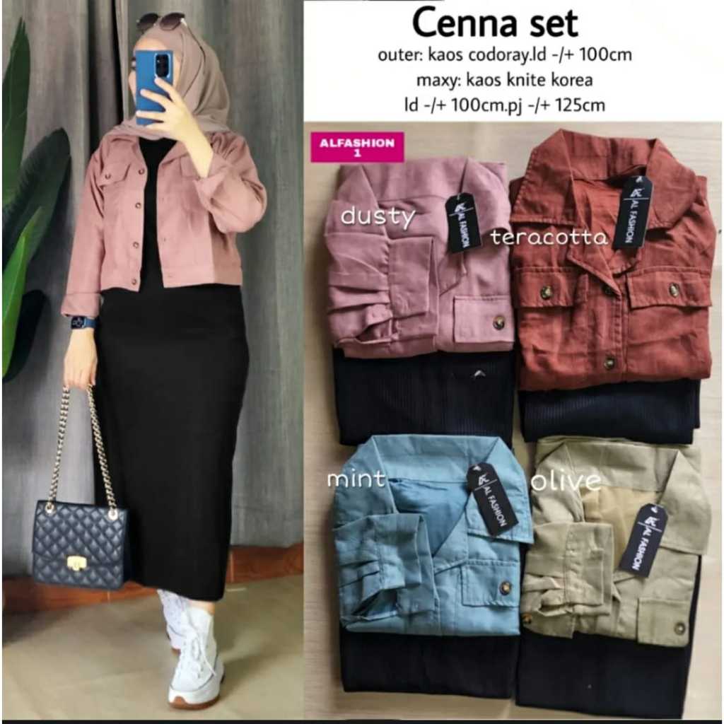 promo cuci gundang SET 2IN1- INER ANYA KNIT PREMIUM OUTER CODORAY WARNA CENNA SET