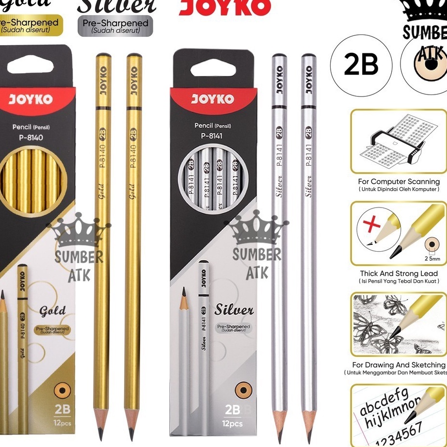 

DIJAMIN MURAH Pencil Pensil P814 Gold P8141 Silver 2B 1 BOX 12 PCS