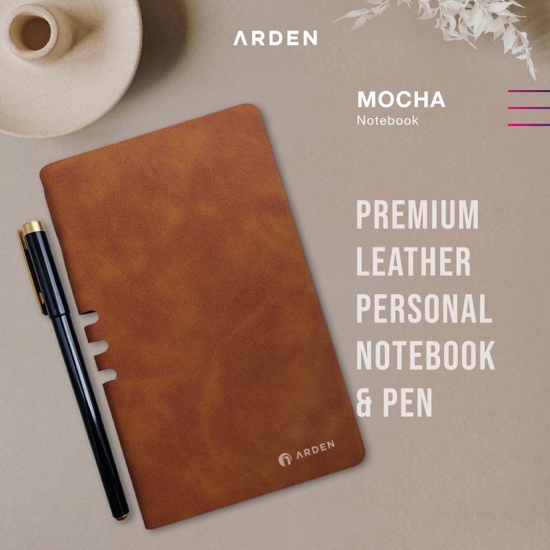 

ARDEN Notebook Mocha - Personal Leather Cover Notebook with Pen