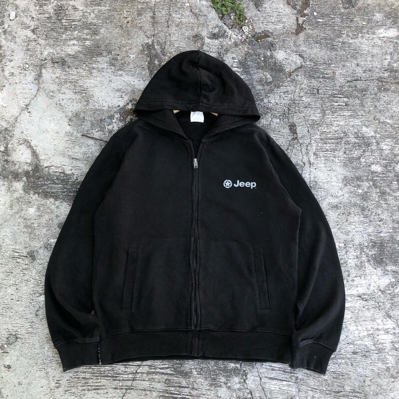 jaket jumper jemper  Zip hoodie jeep logo hitam #htxhd111 original brand asli ori murah