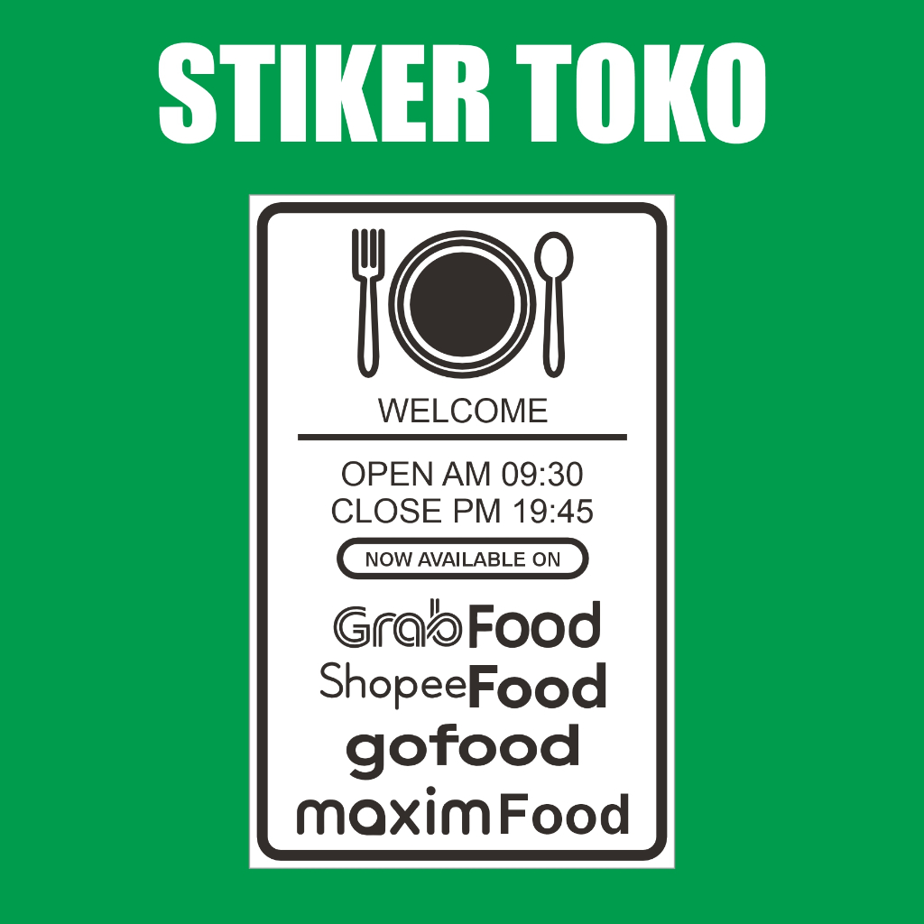 STIKER TOKO BUKA DAN TUTUP JAM READY BANYAK