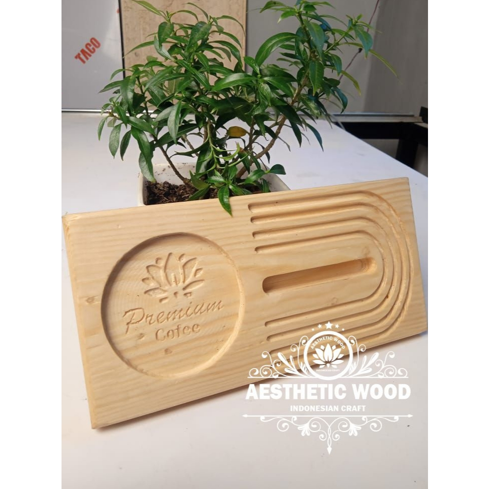 Tatakan Gelas Kayu HP holder