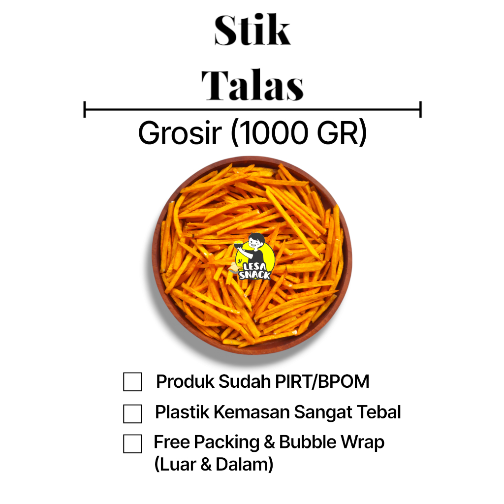 

Keripik Stik Talas Asin Snack Kiloan Rasa Renyah & Gurih Kemasan 1 KG