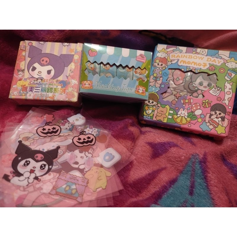 

Sticker Rainbow Day Momo, Note Sanrio Kuromi, Masking tape