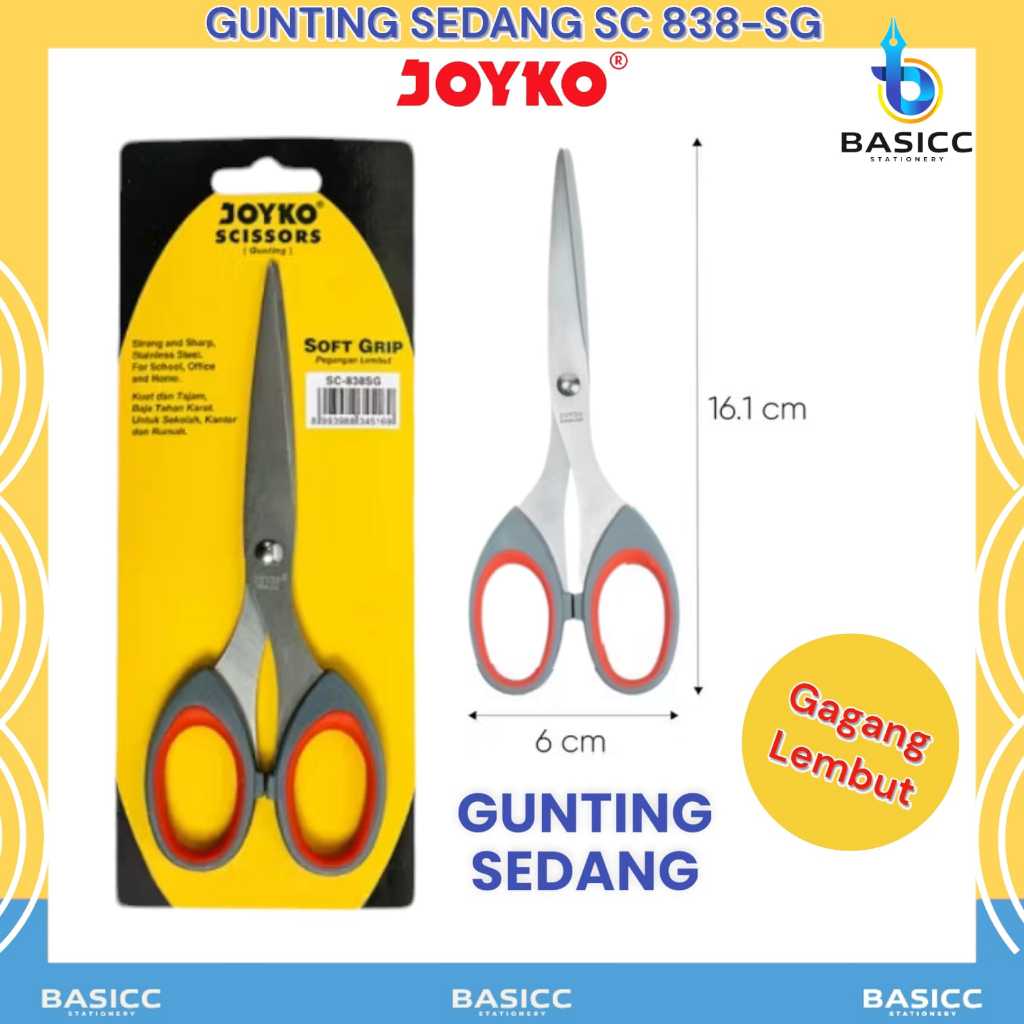 

Joyko Gunting Stainless Sedang Soft Grip SC- 838 SG | @1Pcs