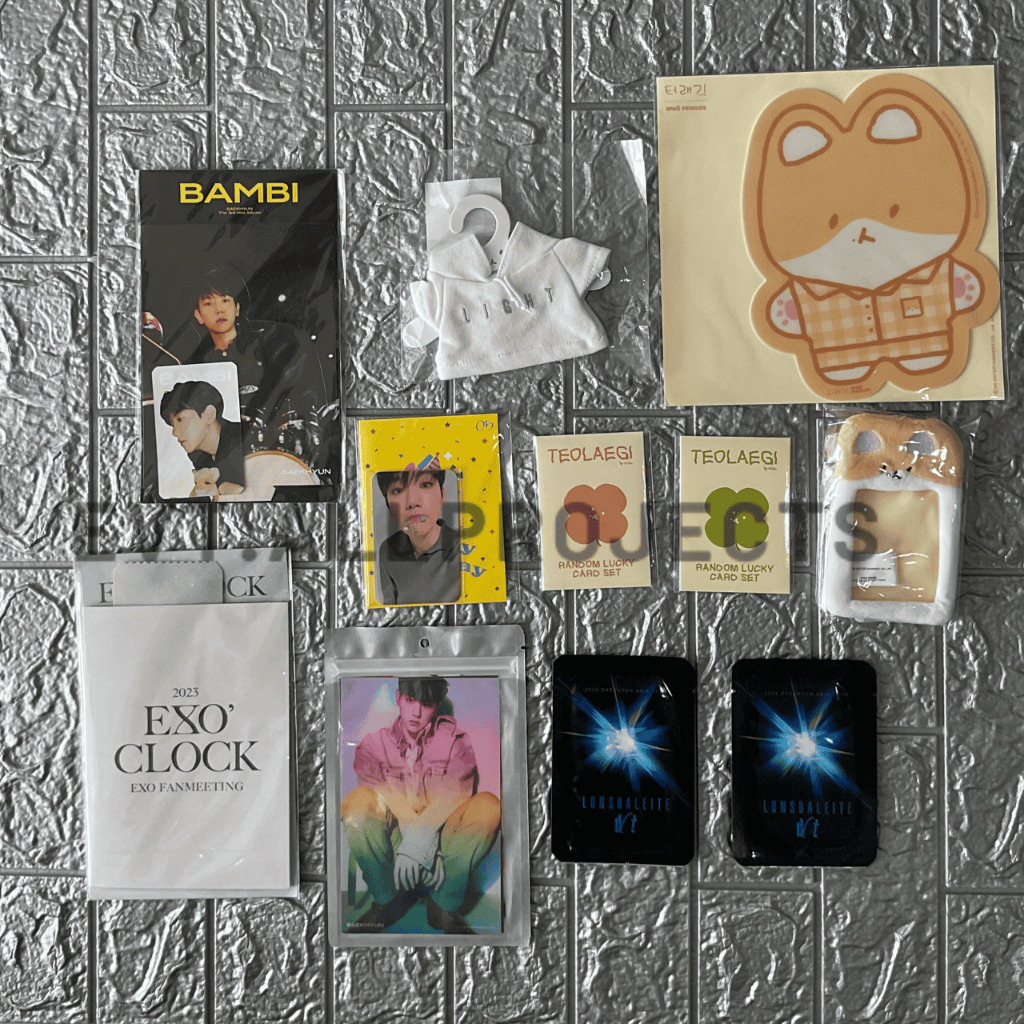 BAEKHYUN GOODS part 2 Hologram Photoset 4x6 Photoset Teolaegi Light Hoodie PC Holder Lucky Card Mous