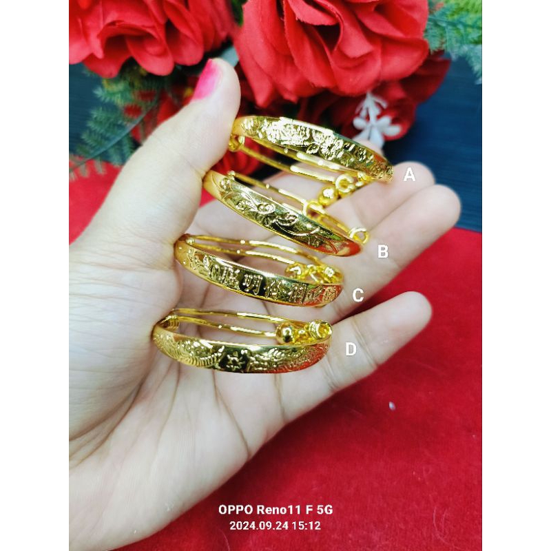 gelang bangle bayi / anak lapis emas 24 k