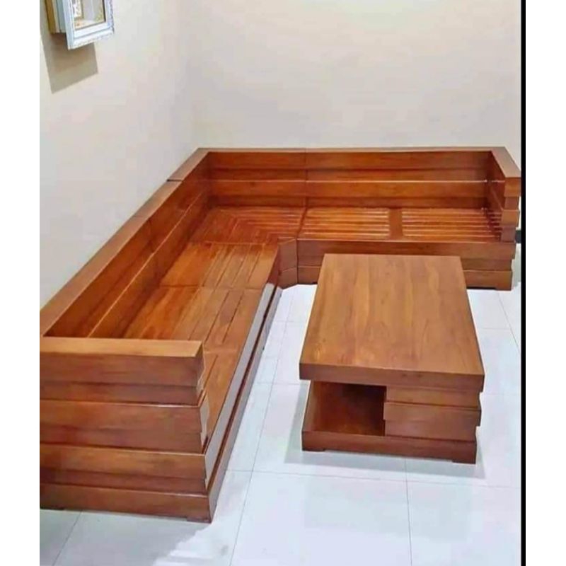 SET KURSI RUANG TAMU SUDUT SET KURSI RUANG TAMU BOX KAYU JATI
