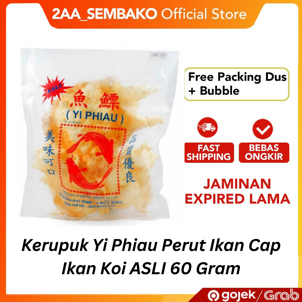 

Kerupuk Yi Phiau Perut Ikan Cap Ikan Koi ASLI 60 Gram (Sudah tambah dus + bubble)