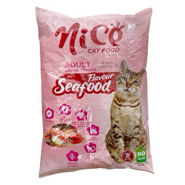 NICE makanan kering Dry catfood kucing  1kg SEAFOOD