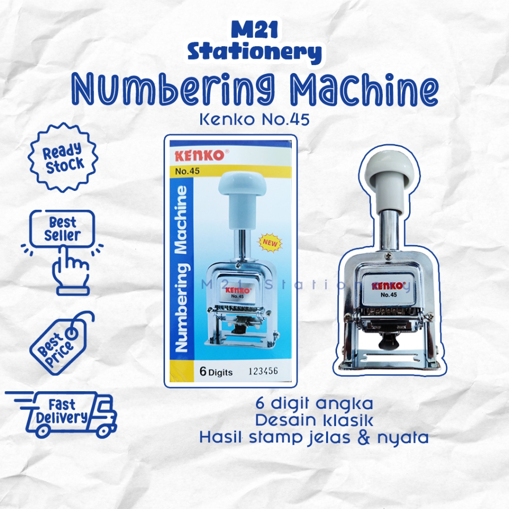 

NUMBERING MACHINE KENKO NO 45 / NUMERATOR MESIN ANGKA OTOMATIS 6 DIGIT ANGKA PENOMOR OTOMATIS AUTOMATIC NOMORATOR NOMERATOR STEMPEL CAP ANGKA BERPUTAR ALAT TULIS SEKOLAH KANTOR ATK KULIAH KAMPUS STATIONERY MURAH LENGKAP / M21 STATIONERY JOGJA