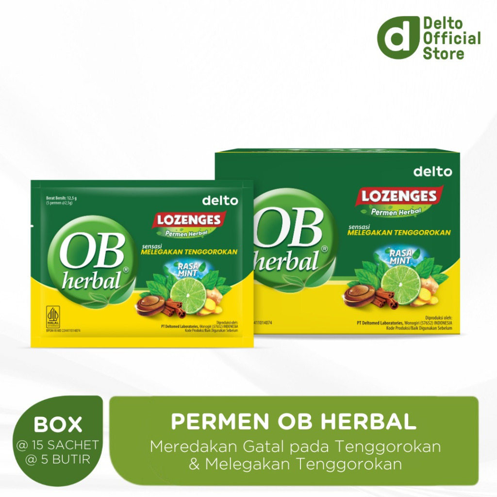 

Permen OB Herbal Rasa Mint Box 15 Sachet - Sensasi Melegakan Tenggorokan Membantu Meredakan Batuk Ringan