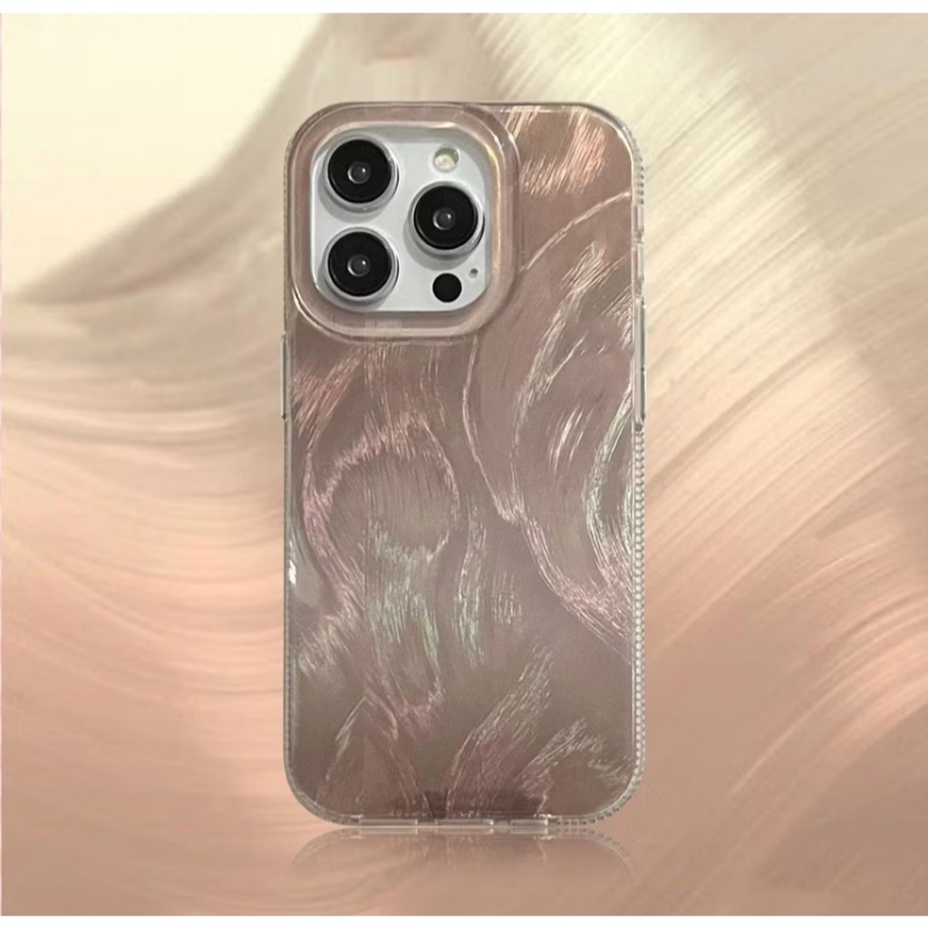 PINK SWIRL BULU HOLOGRAM Hologram Case - Hardcase/ Casing Iphone Xr 11 12 13 14 15 Pro Plus Promax