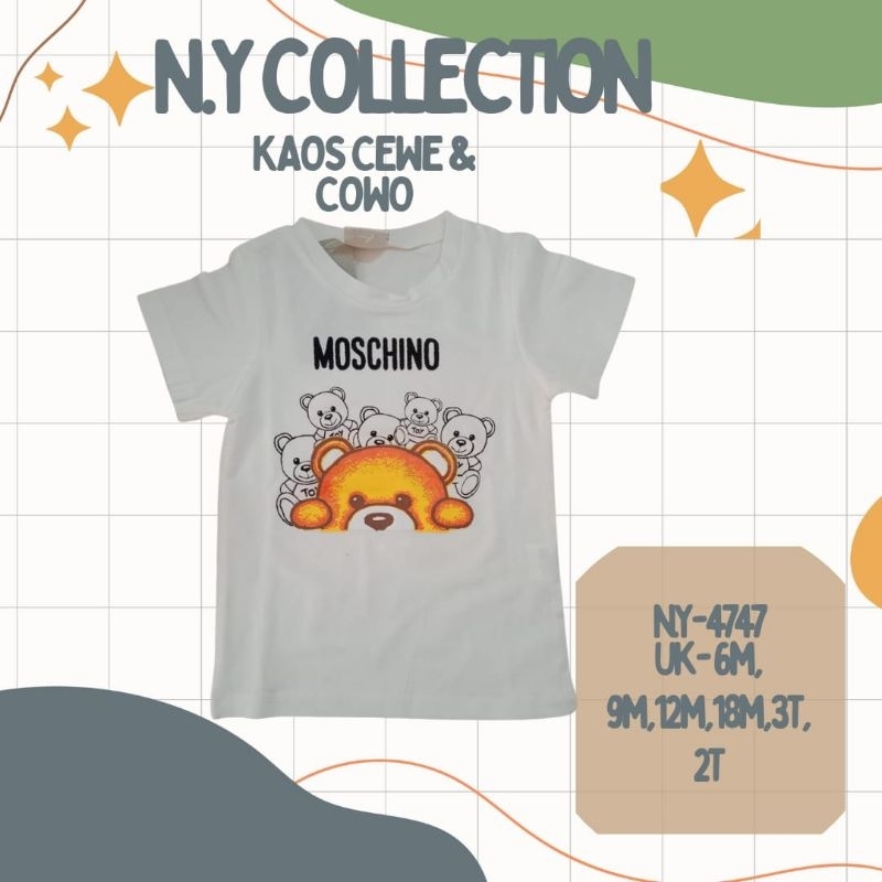 Jual kaos cewe cowo MOSCHINO NY-4747 warna putih