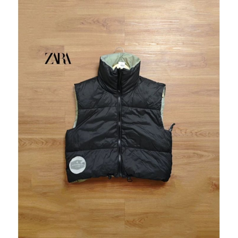 Zara Primaloft crop puffer reversible vest