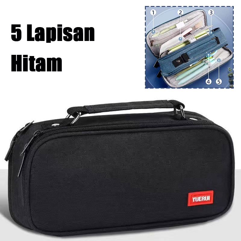

Sale Yigu Bigu Tempat Pensil Ritsleting Kapasitas Besar Kotak Pensil Lima Lapis Alat Tulis Terbuka