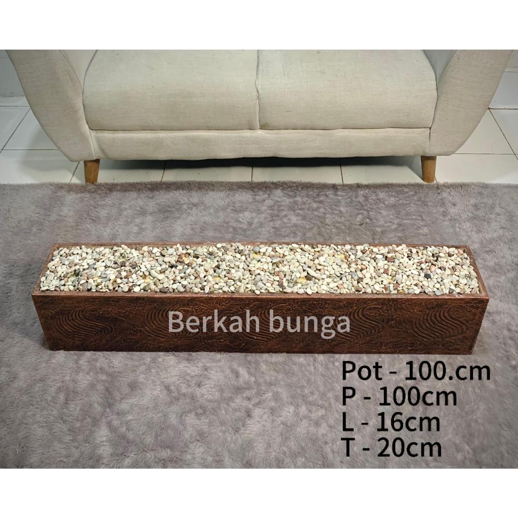 pot partisi panjang 100cm- pot kayu- pot panjang- pot partisi satu paket artificial - tanaman bunga