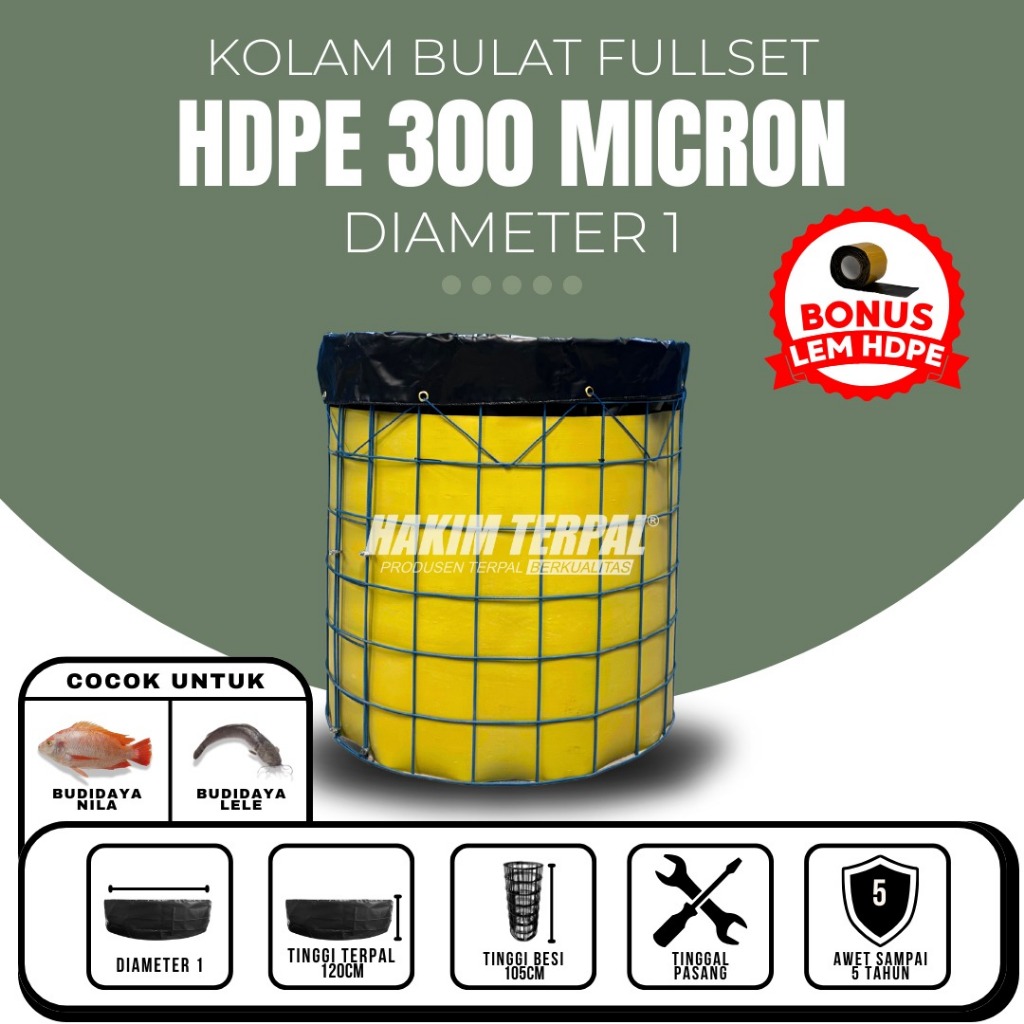 KOLAM BULAT D1 HDPE 300 MICRON FULLSET