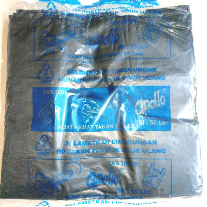 Plastik Tas Kresek Hitam Bungkus Biru Merk Apollo Ukuran Kecil Tanggung Besar