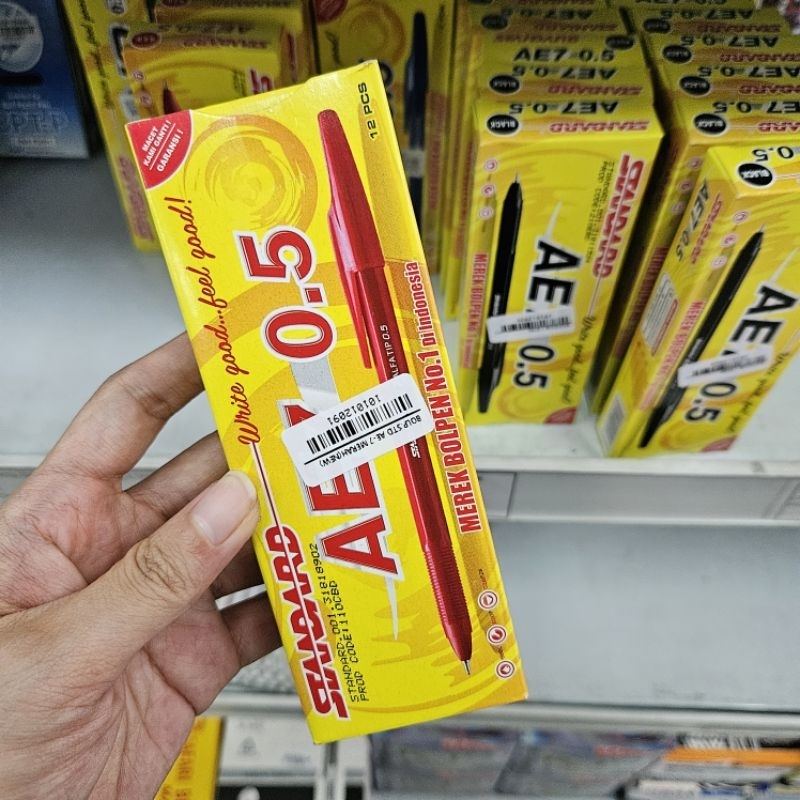 

bolpen pen standard AE-7 AE7 warna biru, hitam, merah (per lusin isi 12 pcs)