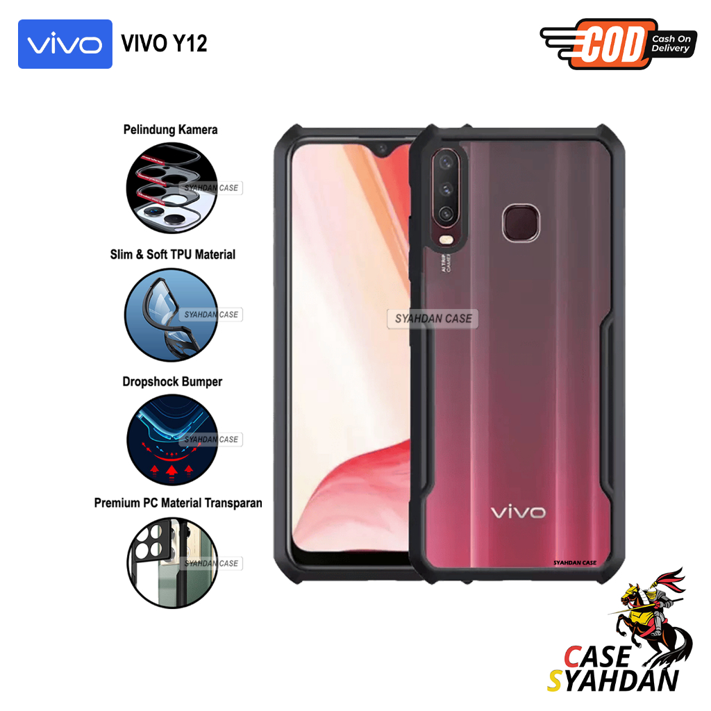 Case Vivo Y12 Y12a Y12s Softcase Armor Transparan Pelindung Belakang Full Cover