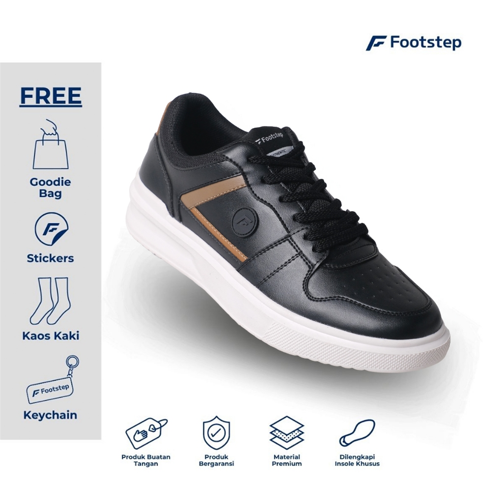 Footstep Footwear Sepatu Pria Sneakers Nelson Black White Original Shoes