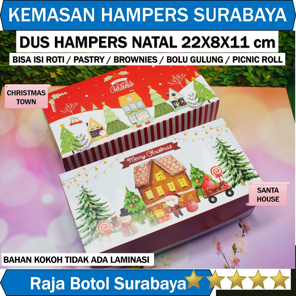 

Box Dus kotak Kue Natal Christmas 22 x 11 x 8 cm kardus hampers hantaran roti pastry brownies bolu 22x8x11
