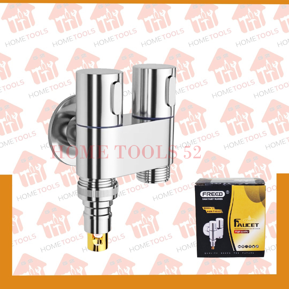 Kran Mesin Cuci Tembok Kran Air 2 Cabang Stainless 1/2 Inch Freed