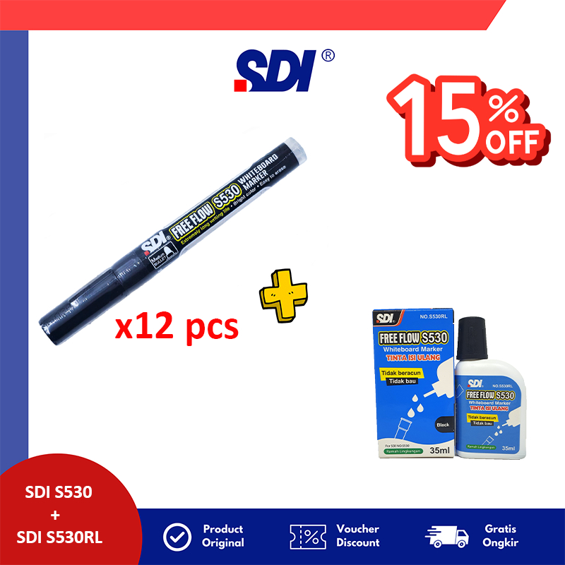 

PROMO BUNDLING SDI S530 Spidol Papan tulis + Refill tinta