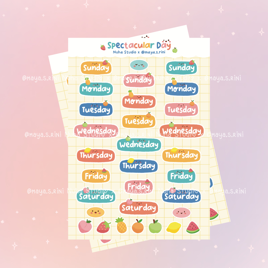 

Sticker by maya.s.rini | Spectacular Day Catatan Hari Minggu Buah Daily Deco | Aesthetic Sticker Estetik Stiker HP Laptop Botol Cute Waterproof Scrapbook Diary Journal Bujo Anti Air