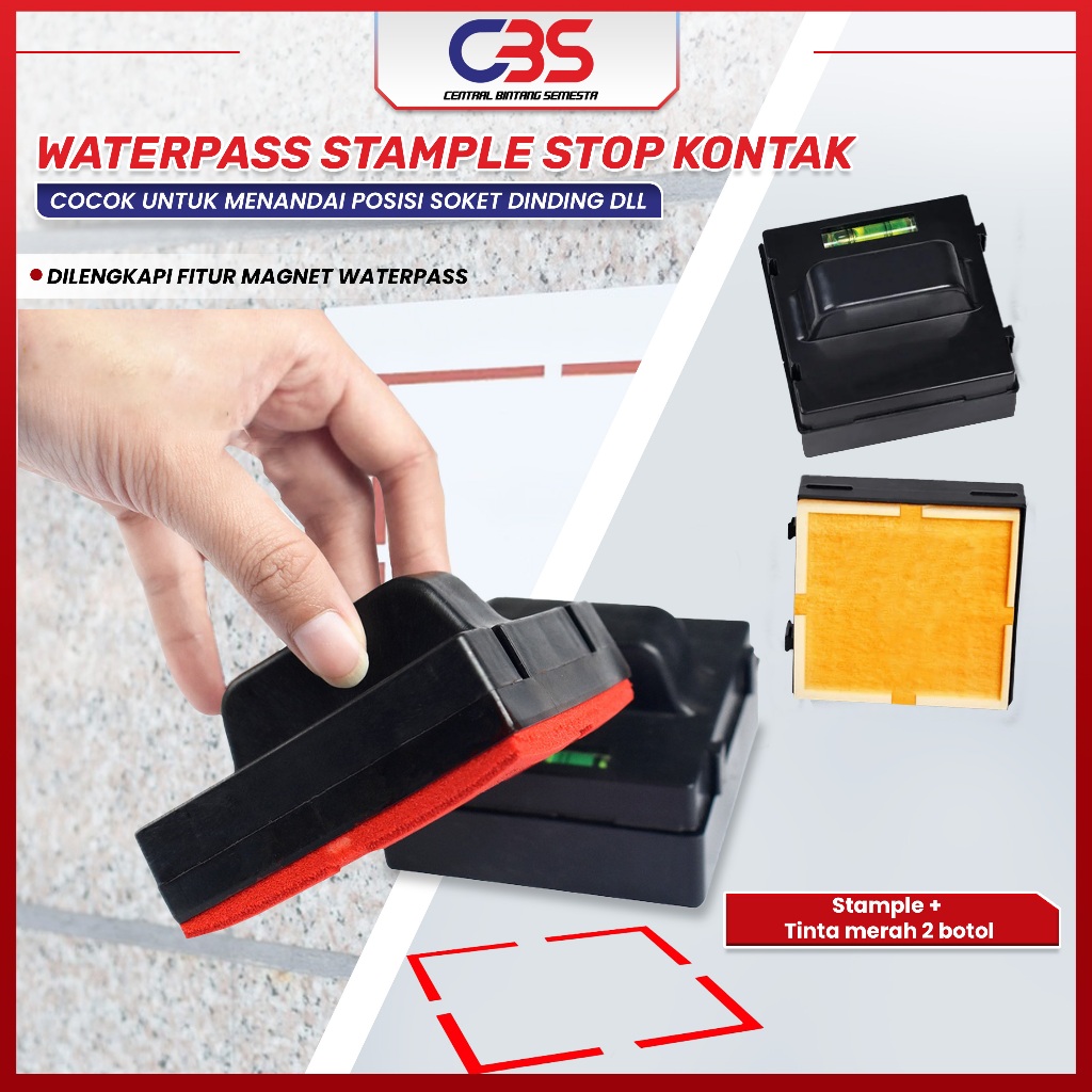 

(CUCI GUDANG) Waterpass Stample Stop Kontak Free Tinta Kotak Stempel Merah
