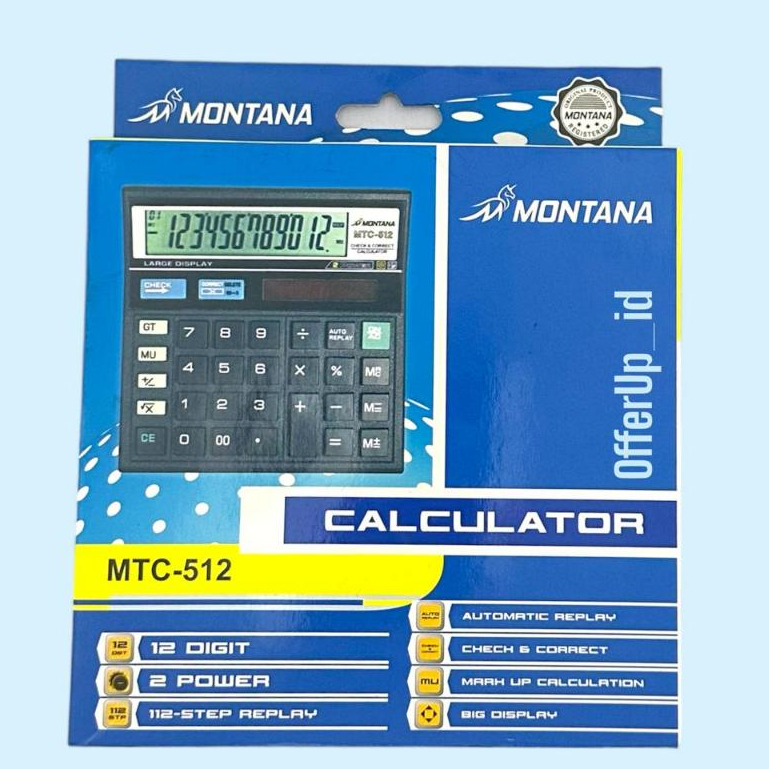 

KALKULATOR MONTANA DENGAN DISPLAY LEBAR DAN 12 DIGIT ANGKA