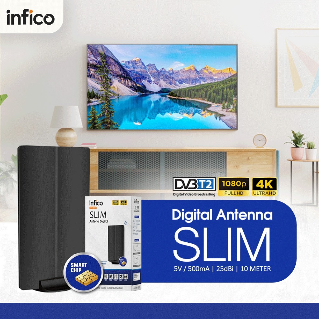Infico Antena TV Digital Indoor & Outdoor Smart Chip Full HD 4K ITB-303